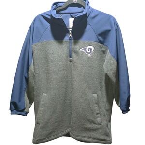 Los Angeles Rams NFL Men's Medium Quarter Zip Fleece‎ Pullover Jacket Blue Gray